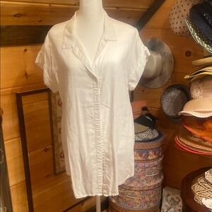 Cloth & Stone White Relaxed Notched Collar Shirt